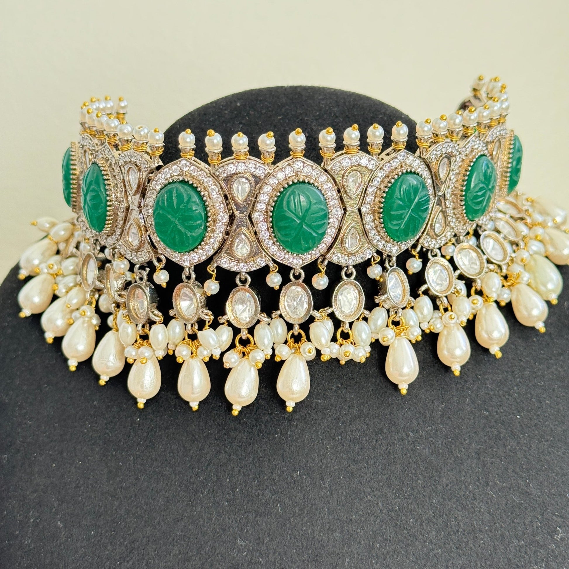 Zahra Emerald Drop Choker Set - Vinni’s Jewelry