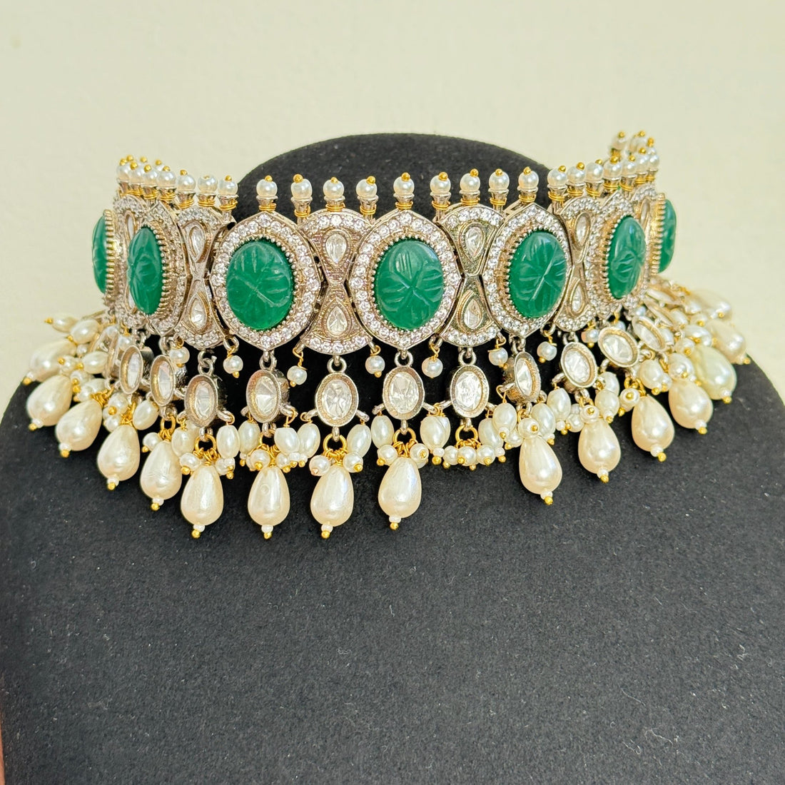 Zahra Emerald Drop Choker Set - Vinni’s Jewelry