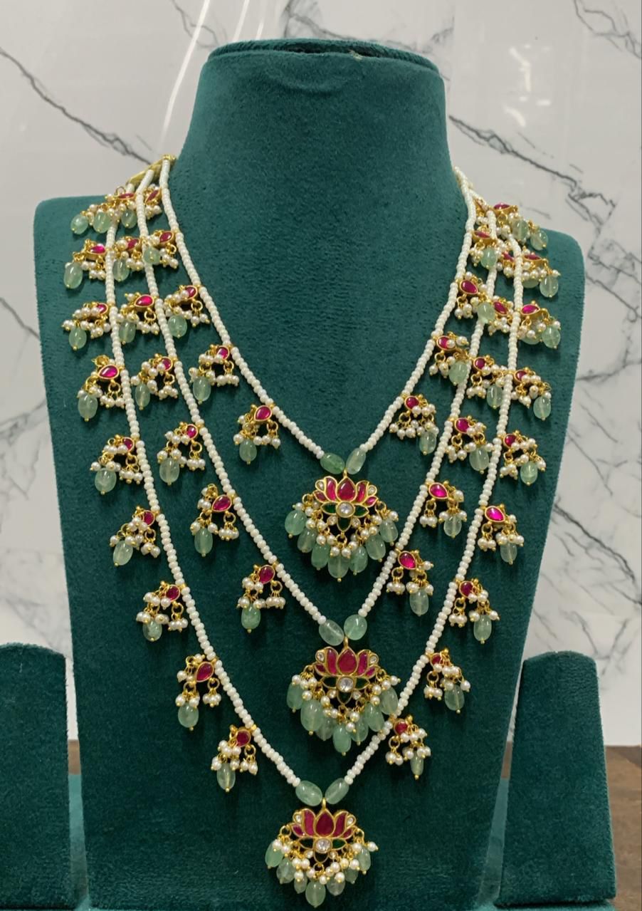 Zara Kundan Layered Necklace– Bridal Jewelry with CZ Polki & Carat Plating - Vinni’s Jewelry