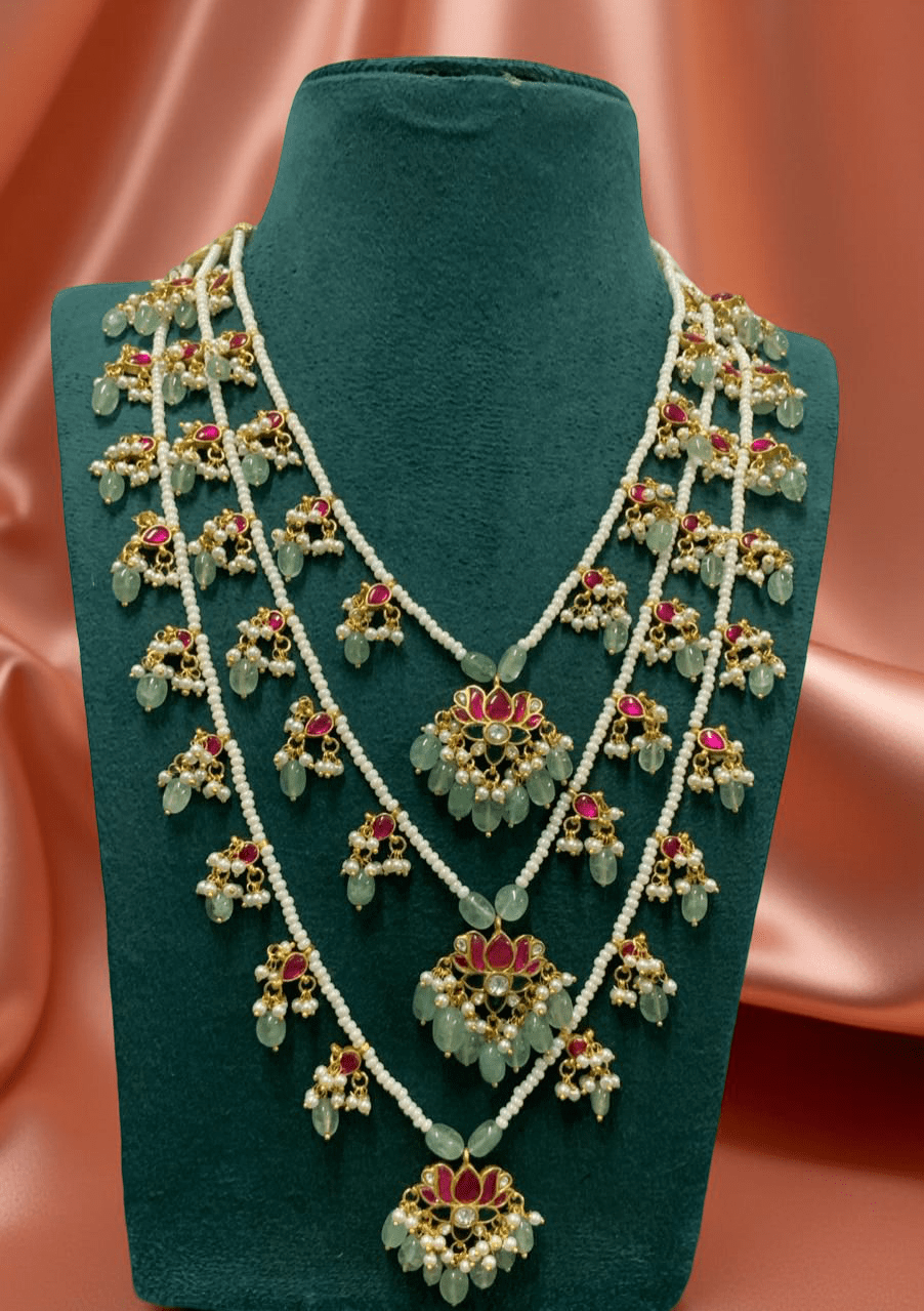 Zara Kundan Layered Necklace– Bridal Jewelry with CZ Polki & Carat Plating - Vinni’s Jewelry