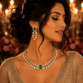 Zareen Emerald Cascade Necklace Set - Vinni’s Jewelry