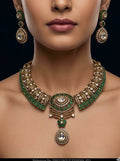 Zareen Emerald Polki Statement Necklace Set - Vinni’s Jewelry