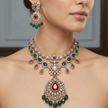 Zoya Emerald Royale Necklace Set | Polki Bridal Jewelry Set - Vinni’s Jewelry